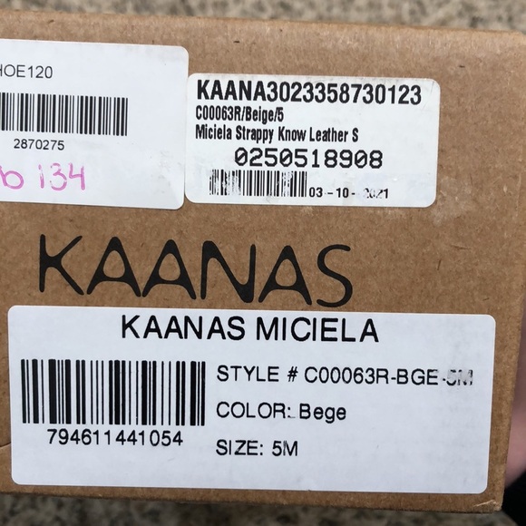 NIB KAANAS Miciela Sandals Beige 5 Strappy Knotted Leather Slide - Picture 10 of 10